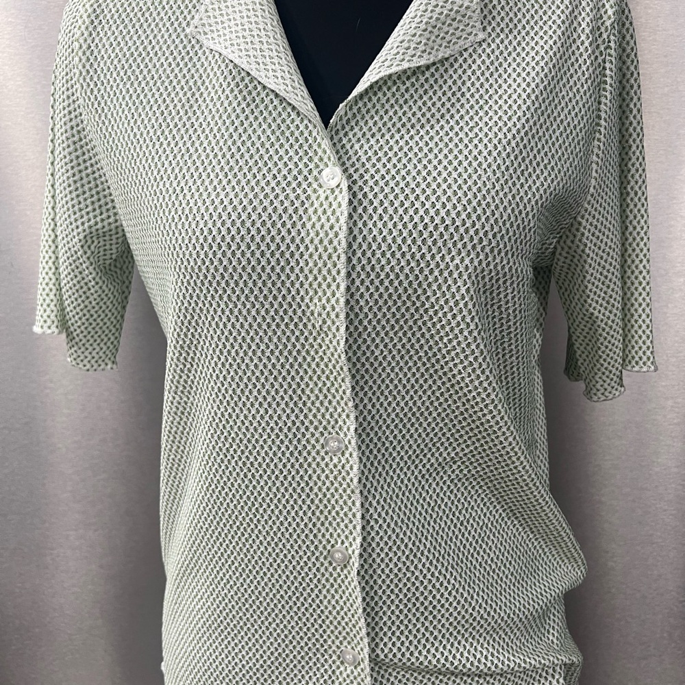DAZY Green Mesh Button-Up Top